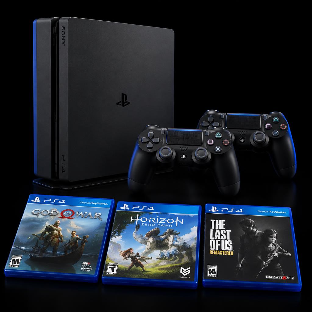PlayStation 4 Slim + 2 mandos + 3 juegos